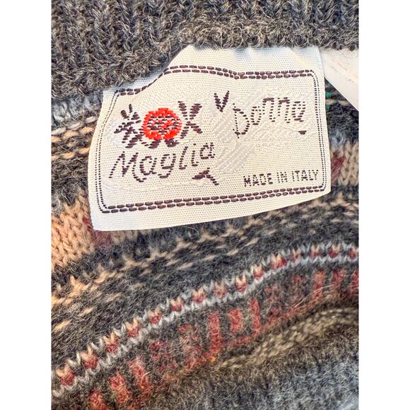 VTG Maglia Donna Knit Sweater Womens M L 90s Italian Striped Oversized Western - Picture 3 of 6